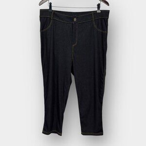 mySTYLE 2X Dark Wash Pull-On Jegging Capris Contrast Stitch Plus Thin